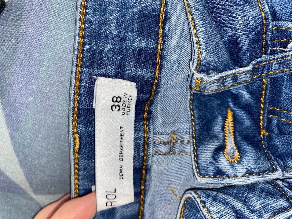 Kadın Mavi Bağcıklı Midi Denim Pantolon - Görsel 5