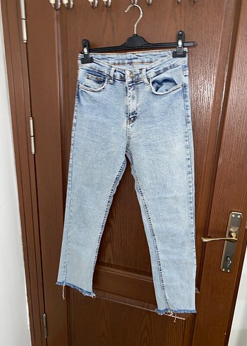 Kadın Gri Denim Midi Boy Bol Kesim Jean - Görsel 4
