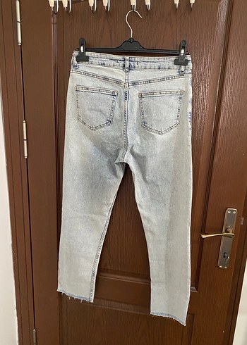 Kadın Gri Denim Midi Boy Bol Kesim Jean - Görsel 3