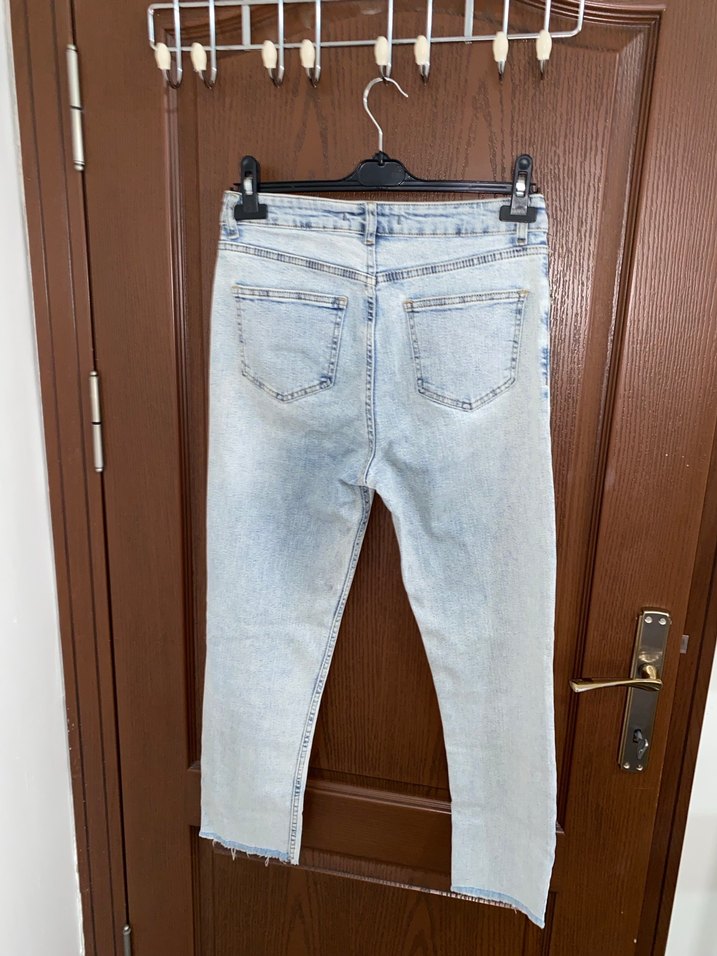 Kadın Gri Denim Midi Boy Bol Kesim Jean - Görsel 2