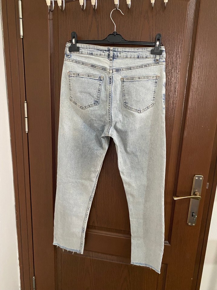 Kadın Gri Denim Midi Boy Bol Kesim Jean - Görsel 3
