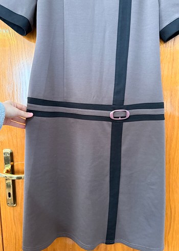 Gri Kemerli Midi Hamile Elbisesi - Görsel 2