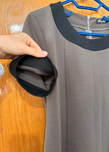 Gri Kemerli Midi Hamile Elbisesi - Görsel 5