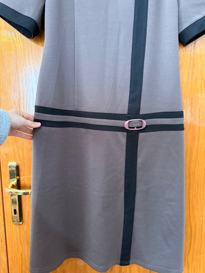 Gri Kemerli Midi Hamile Elbisesi - Görsel 2
