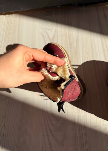 Bordo Kürklü Kız Bebek İlk Adım Ayakkabısı - Görsel 5