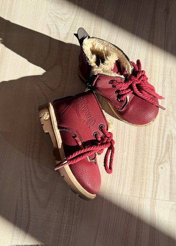 Bordo Kürklü Kız Bebek İlk Adım Ayakkabısı - Görsel 2