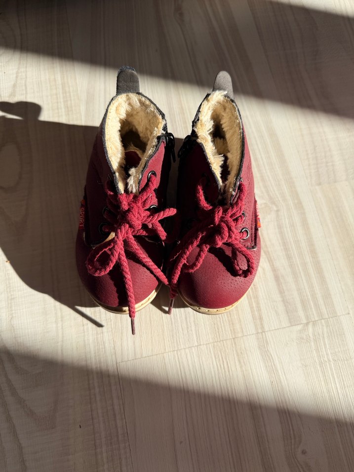 Bordo Kürklü Kız Bebek İlk Adım Ayakkabısı - Görsel 3