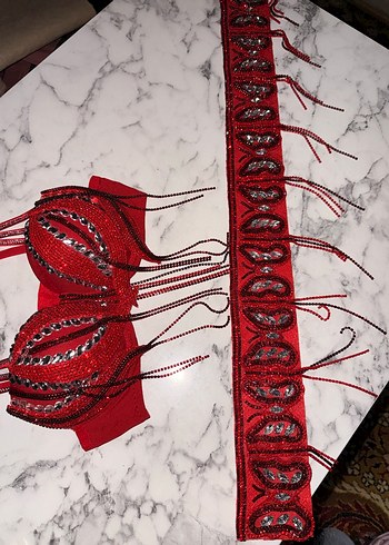 Kırmızı İşlemeli Bohem Mini Sütyen - Görsel 3