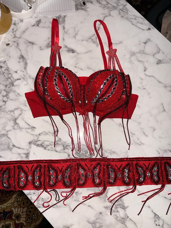 Kırmızı İşlemeli Bohem Mini Sütyen - Görsel 2