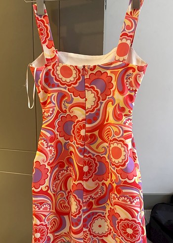 Renkli Bohem Mini Elbise - Görsel 2