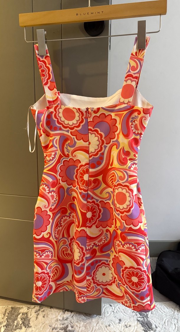 Renkli Bohem Mini Elbise - Görsel 2