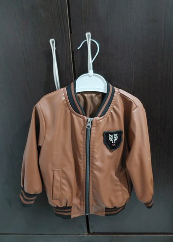 Kahverengi Deri Fermuarlı Erkek Çocuk Ceketi - Görsel 2