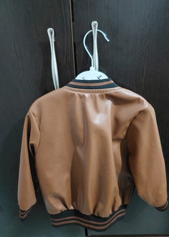 Kahverengi Deri Fermuarlı Erkek Çocuk Ceketi - Görsel 3