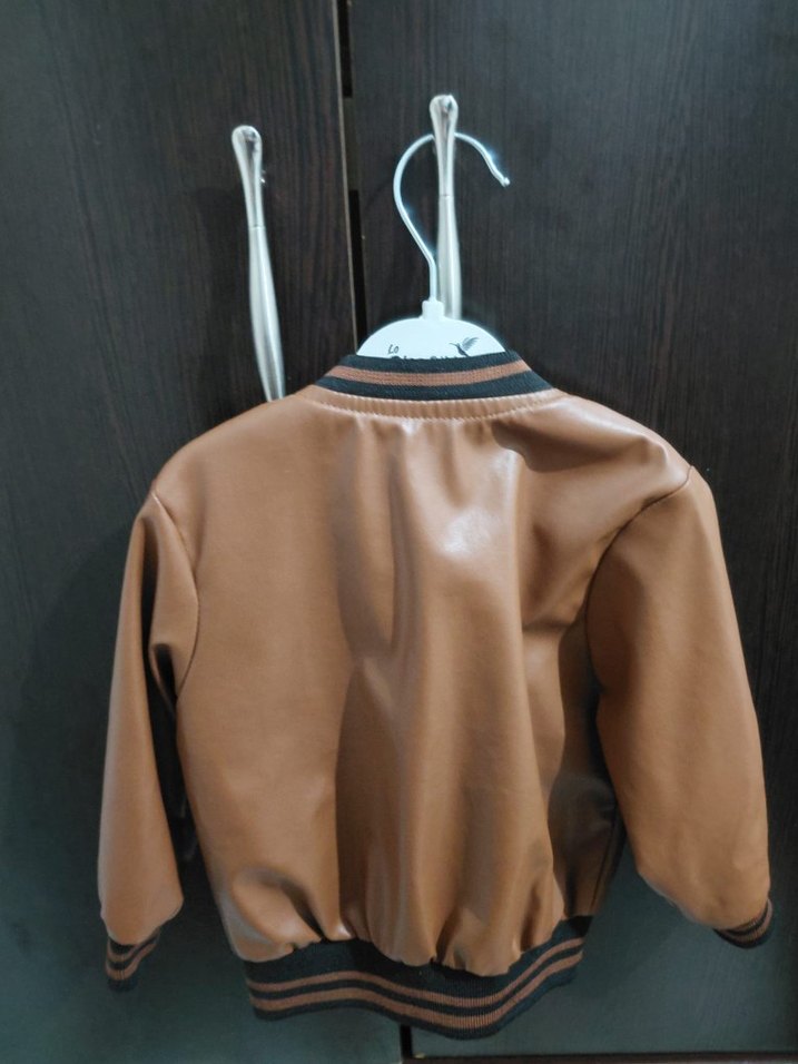 Kahverengi Deri Fermuarlı Erkek Çocuk Ceketi - Görsel 3