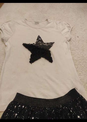 LCW pırıltılı etek ve t-shirt takımı - Görsel 2