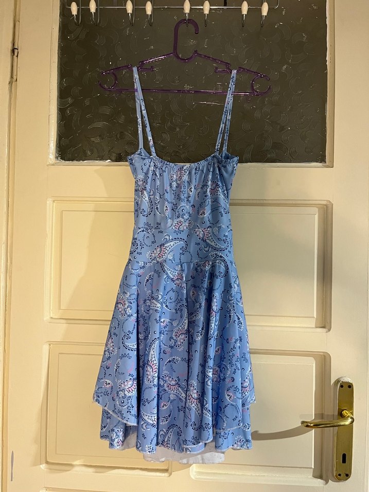 Mavi Bağlamalı Mini Elbise - Görsel 2