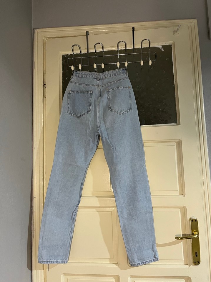 Mavi Yüksek Bel Rahat Kesim Kot Pantolon - Görsel 2