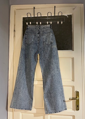 Mavi Bol Kesim Kot Pantolon - Görsel 2