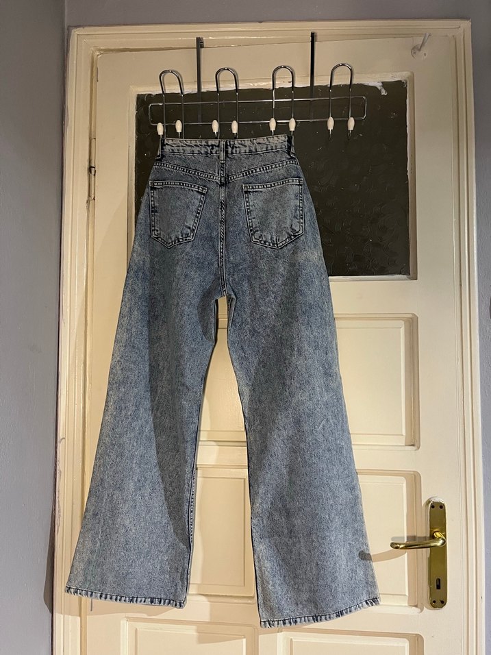 Mavi Bol Kesim Kot Pantolon - Görsel 2