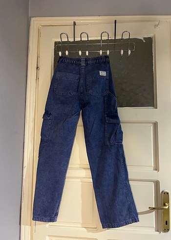 Kadın Lacivert Bol Kesim Kargo Kot Pantolon - Görsel 2