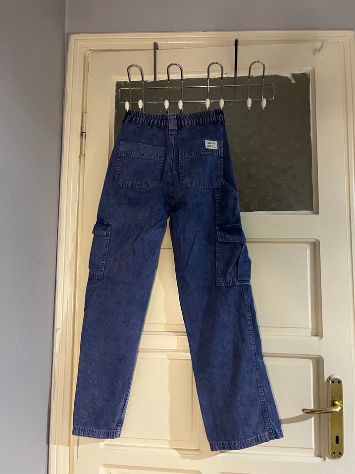 Kadın Lacivert Bol Kesim Kargo Kot Pantolon - Görsel 2