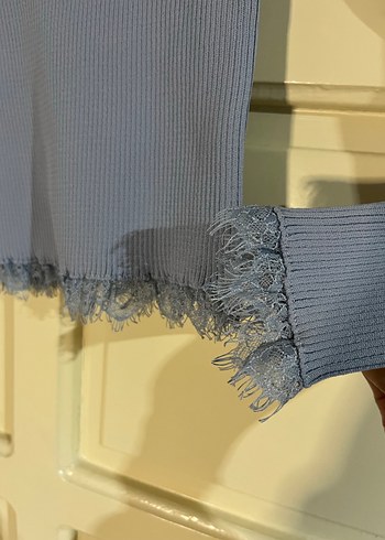 Mavi İnce Triko Kadın Kazak - Görsel 3