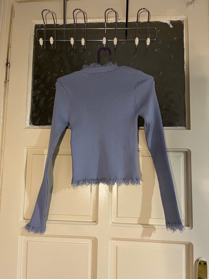 Mavi İnce Triko Kadın Kazak - Görsel 2