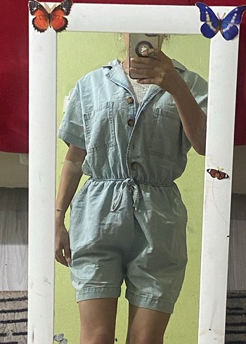 Mavi Denim Kadın Kısa Tulum - Görsel 3