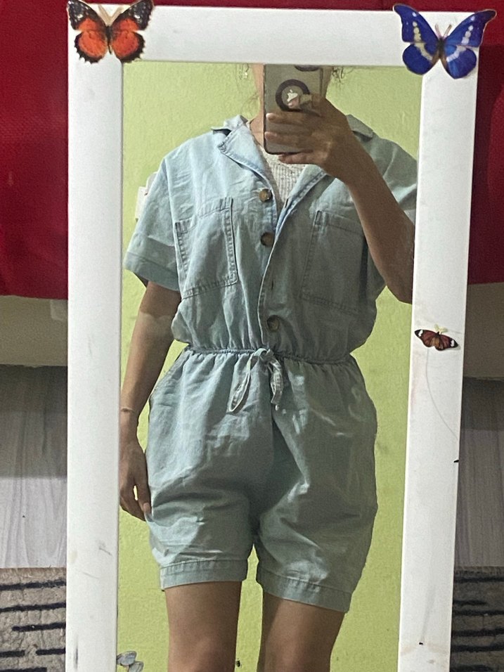 Mavi Denim Kadın Kısa Tulum - Görsel 3