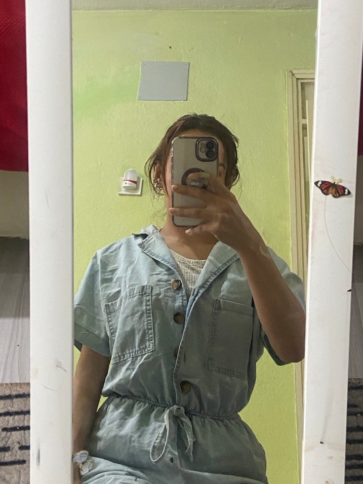 Mavi Denim Kadın Kısa Tulum - Görsel 2