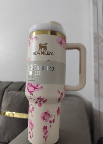 Stanley Beyaz Çiçek Desenli Termoslu Kupa - Görsel 5