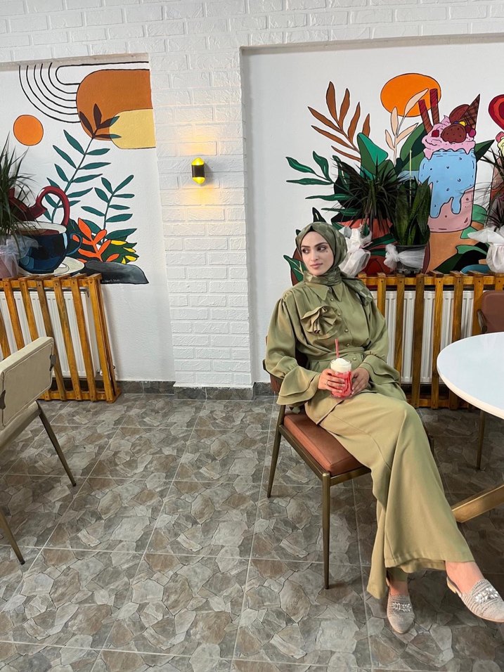 Kadın Kemerli Uzun Kesim Haki Takım - Görsel 2