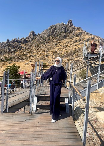 Lacivert Uzun Kollu Salaş takım dubai kumaş - Görsel 3