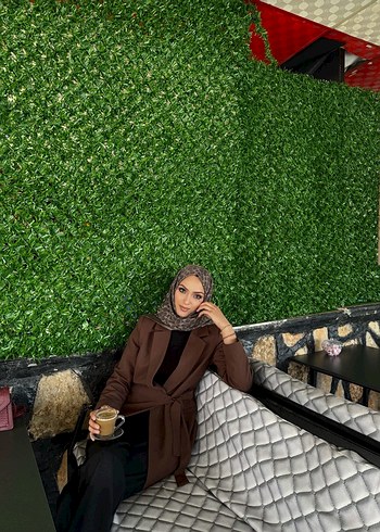 Kahverengi Uzun Kadın ceket - Görsel 2