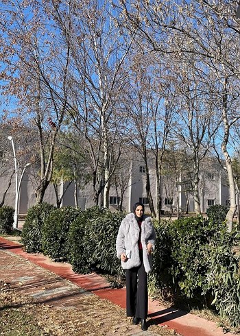 Gri Kadın Suni Kürk Midi Mont - Görsel 2