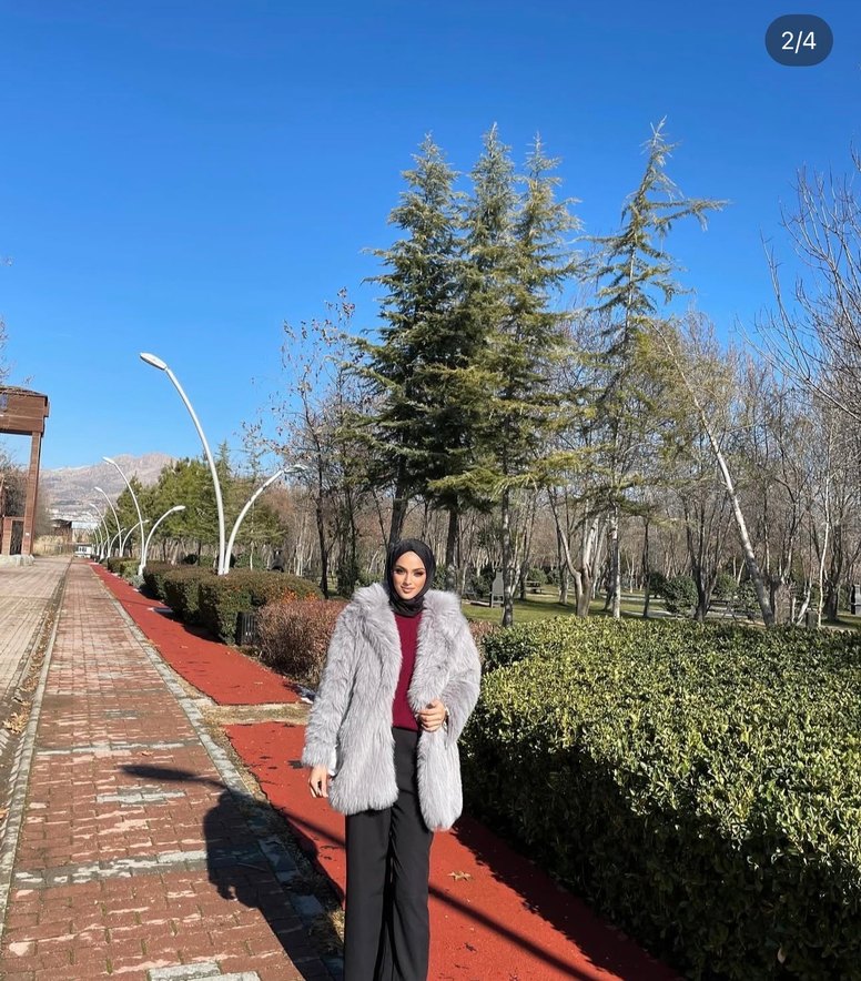 Gri Kadın Suni Kürk Midi Mont - Görsel 3