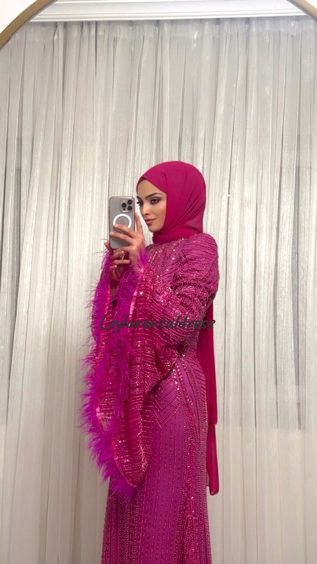 Pembe Drapeli Uzun Abiye Elbise - Görsel 2