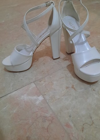 Beyaz Platform Topuklu Kadın Abiye Ayakkabı - Görsel 2