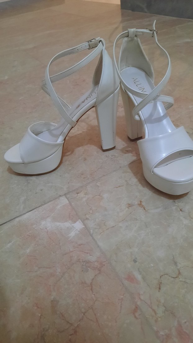Beyaz Platform Topuklu Kadın Abiye Ayakkabı - Görsel 2