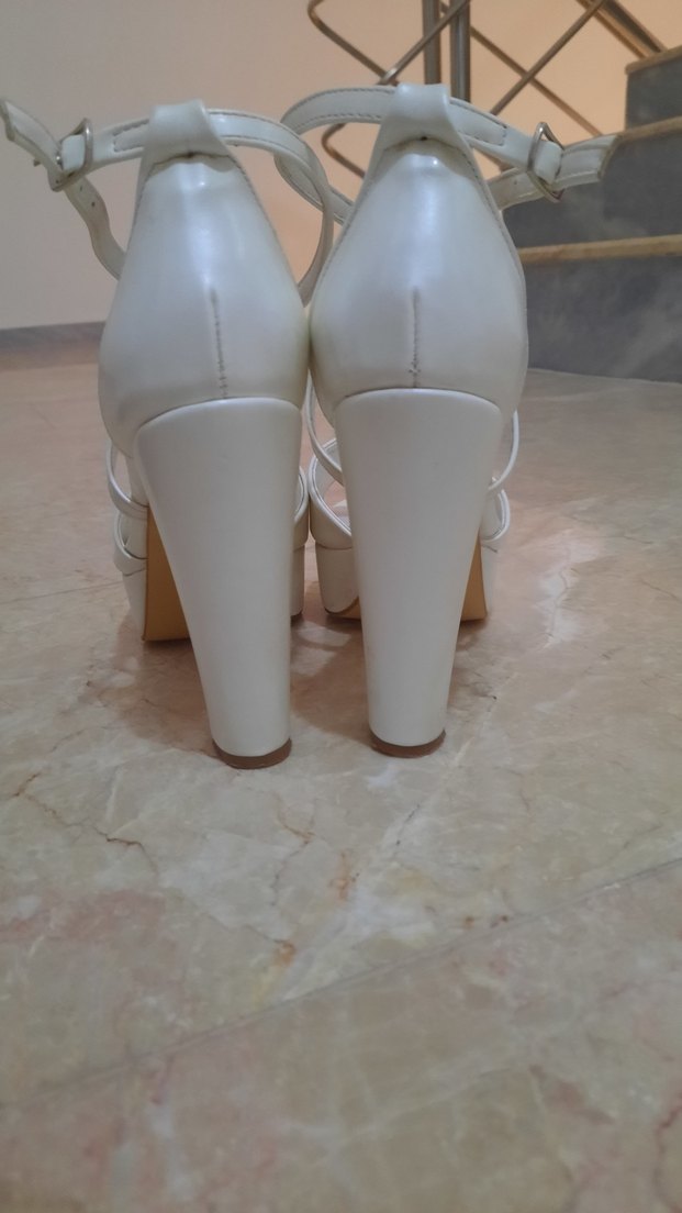 Beyaz Platform Topuklu Kadın Abiye Ayakkabı - Görsel 4