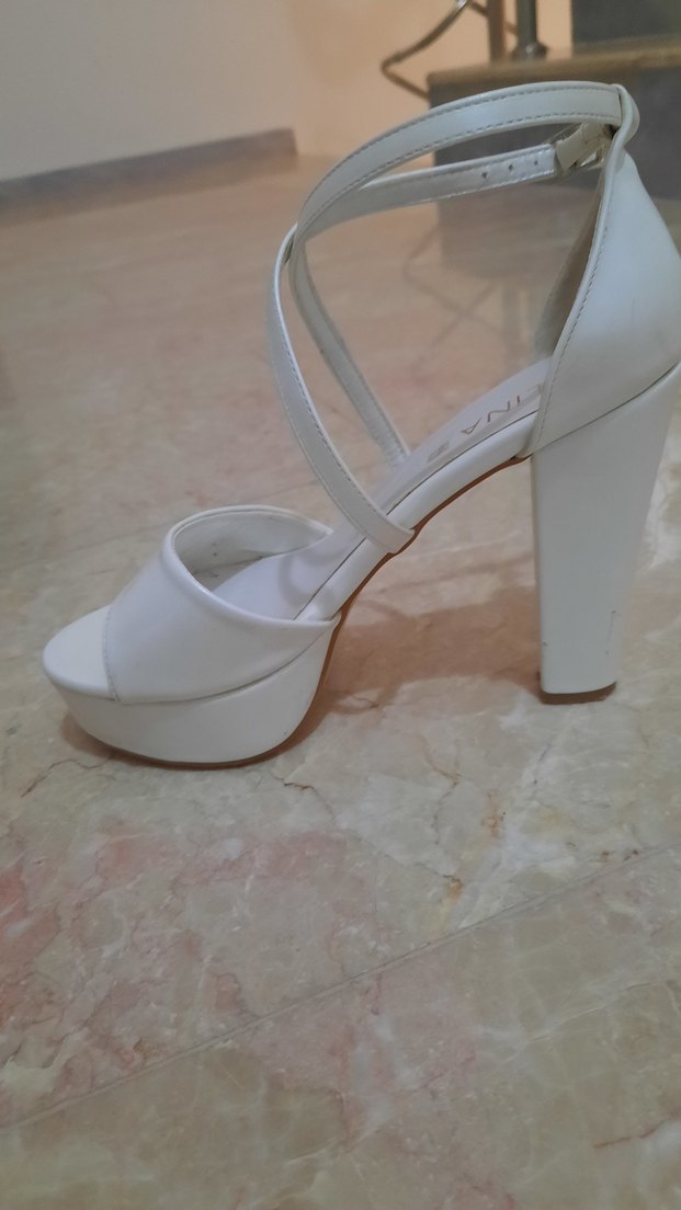 Beyaz Platform Topuklu Kadın Abiye Ayakkabı - Görsel 3