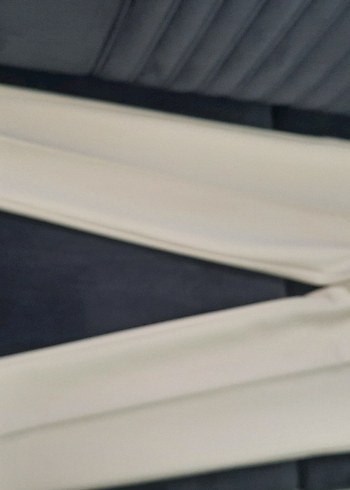 kadın krem pensli kumaş pantolon - Görsel 2