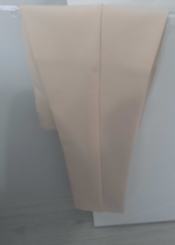 kadın krem pensli kumaş pantolon - Görsel 3