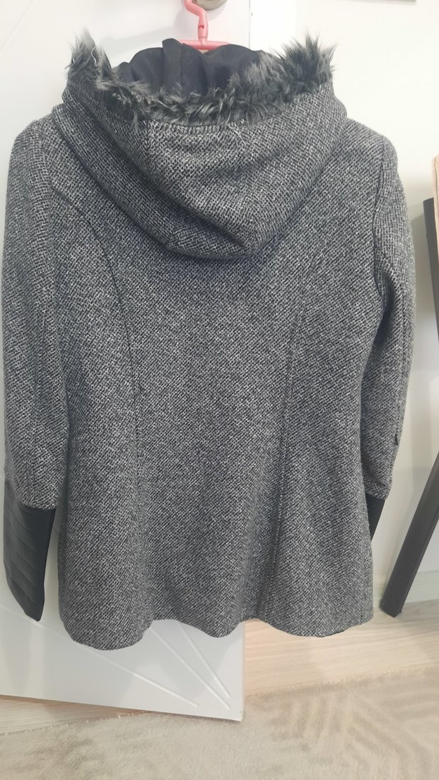 Gri Kürklü Midi Kadın Kaban - Görsel 2