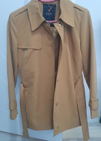 Bej Midi Kadın Trençkot Düğmeli - Görsel 2