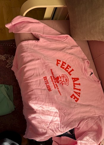 Pembe Baskılı Uzun Kollu Salaş Hamile Tişörtü - Görsel 3