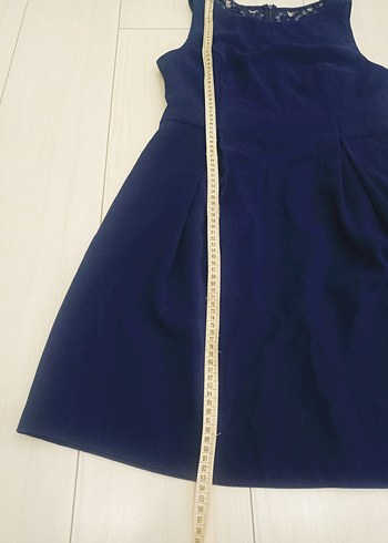 Lacivert Drapeli Kolsuz Midi Elbise - Görsel 5