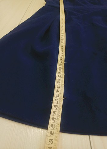 Lacivert Drapeli Kolsuz Midi Elbise - Görsel 6