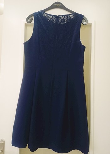 Lacivert Drapeli Kolsuz Midi Elbise - Görsel 2