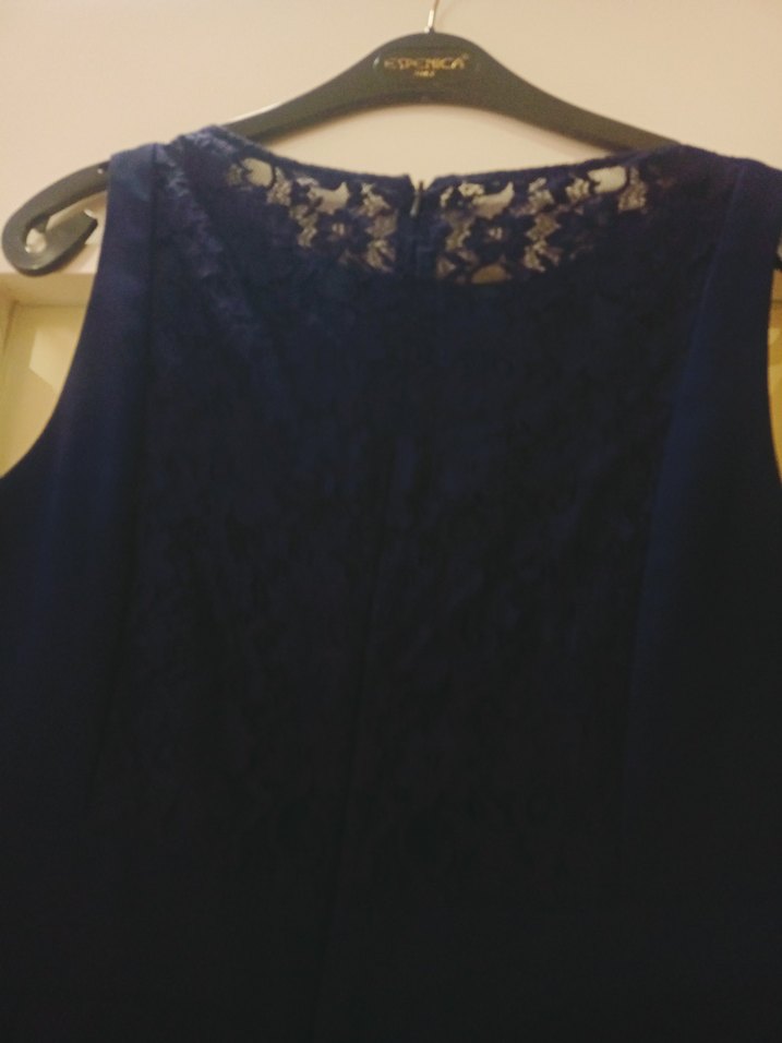 Lacivert Drapeli Kolsuz Midi Elbise - Görsel 3